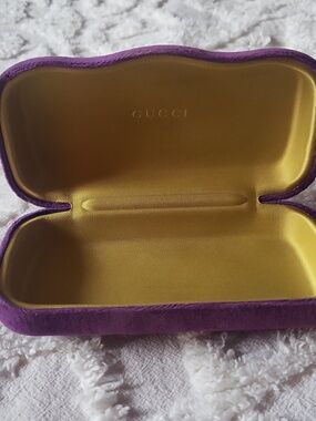 Gucci Violet Velvet and Mustard Liner Sunglasses Case.